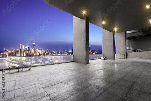 cityscape and skyline of chongqing from brick floor