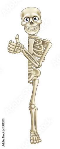 Cartoon Skeleton Thumbs Up Halloween Sign