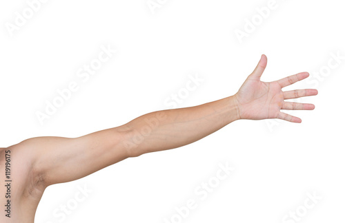 Fényképezés Man shoulder and arm isolated on white background, clipping path
