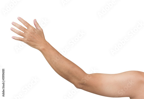 Fényképezés Man hand isolated on white background, clipping path