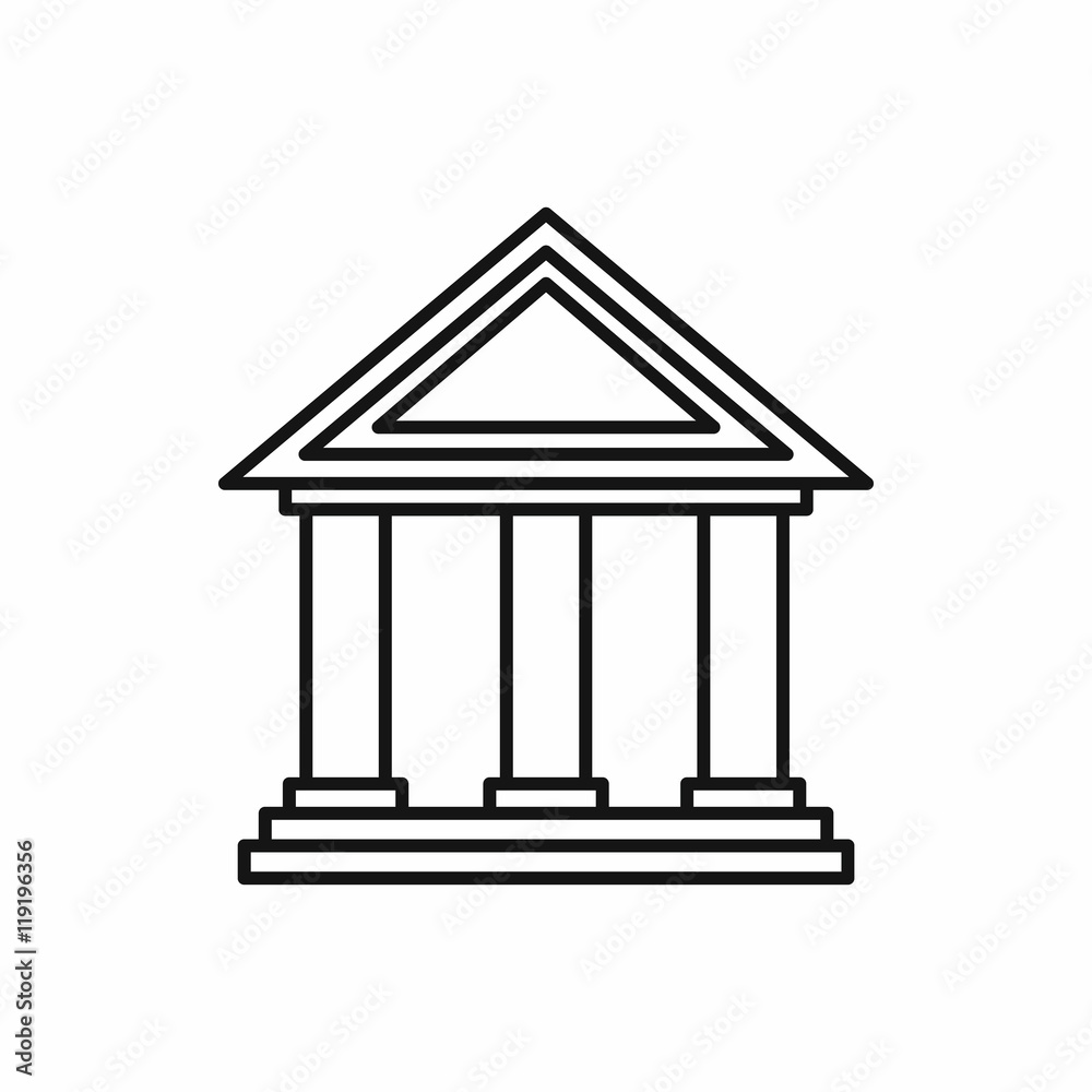 Museum building icon in outline style on a white background