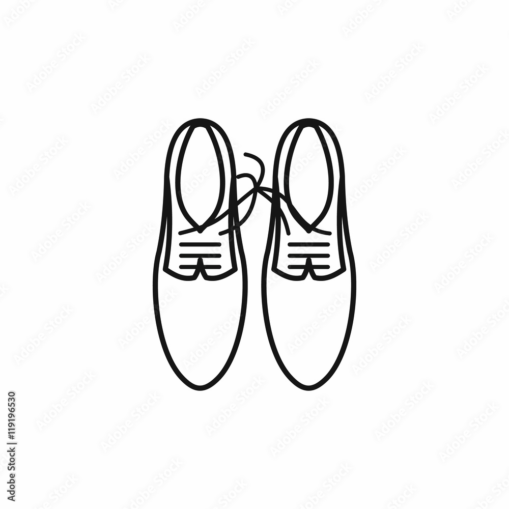 Shoes with laces tied together icon in outline style on a white background Shoes with laces tied together icon in outline style on a white background
