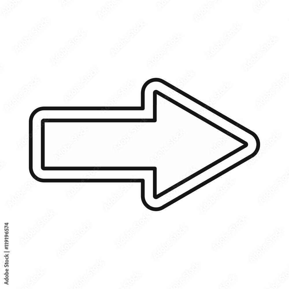 Right arrow icon in outline style on a white background Right arrow icon in outline style on a white background