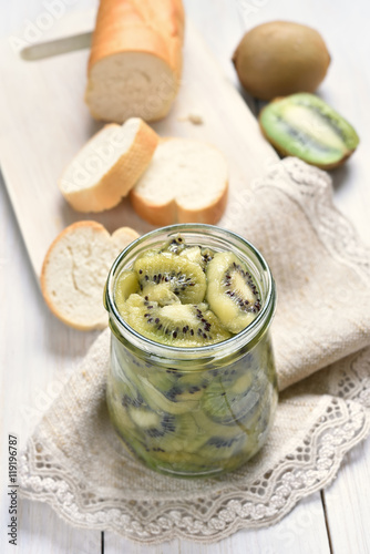 Preserved kiwi in glass jar