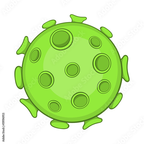 Bacteria or virus icon in cartoon style on a white background