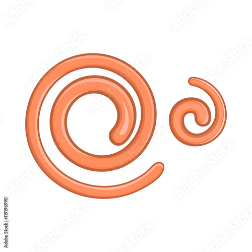 Parasitic nematode worms icon in cartoon style on a white background