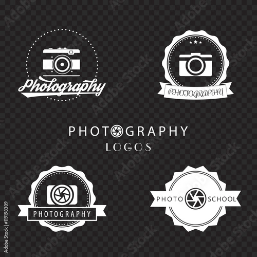 photography logos, photo school, photographer emblems, retro camera, aperture sign
