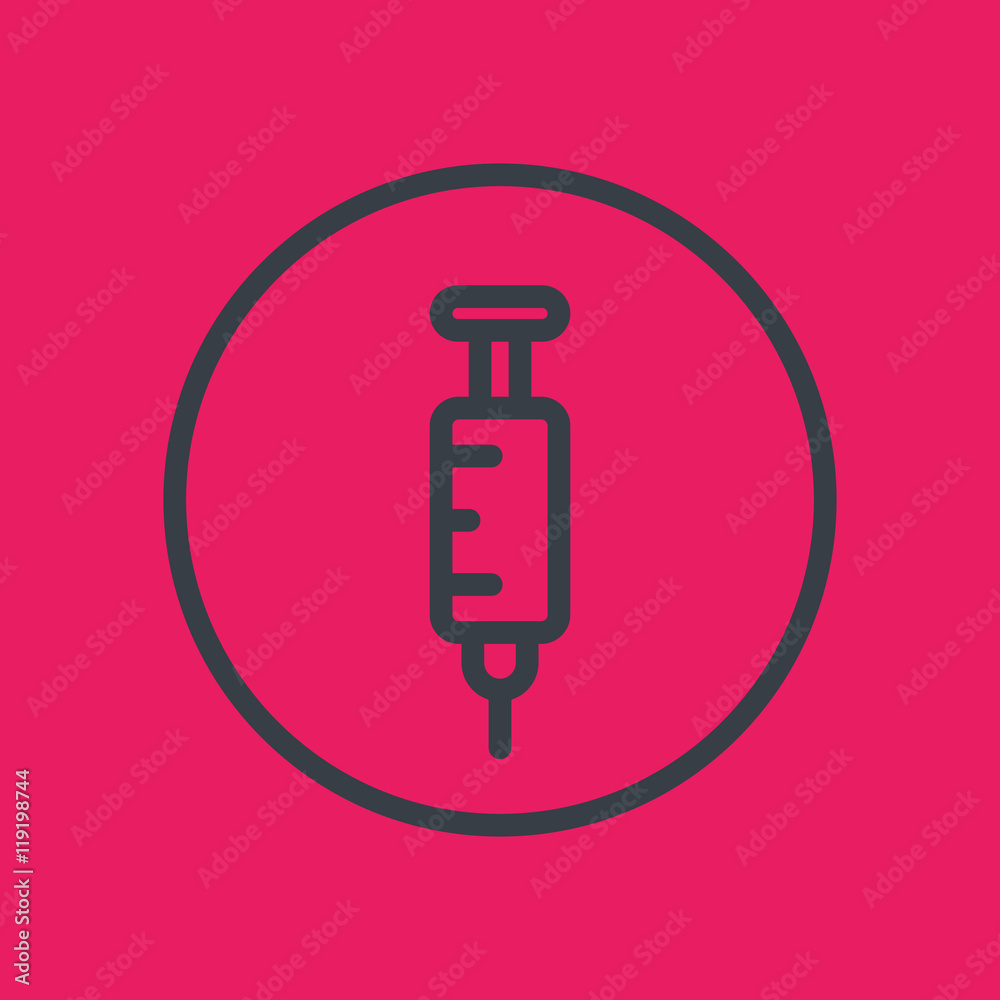 syringe line icon in circle syringe line icon in circle