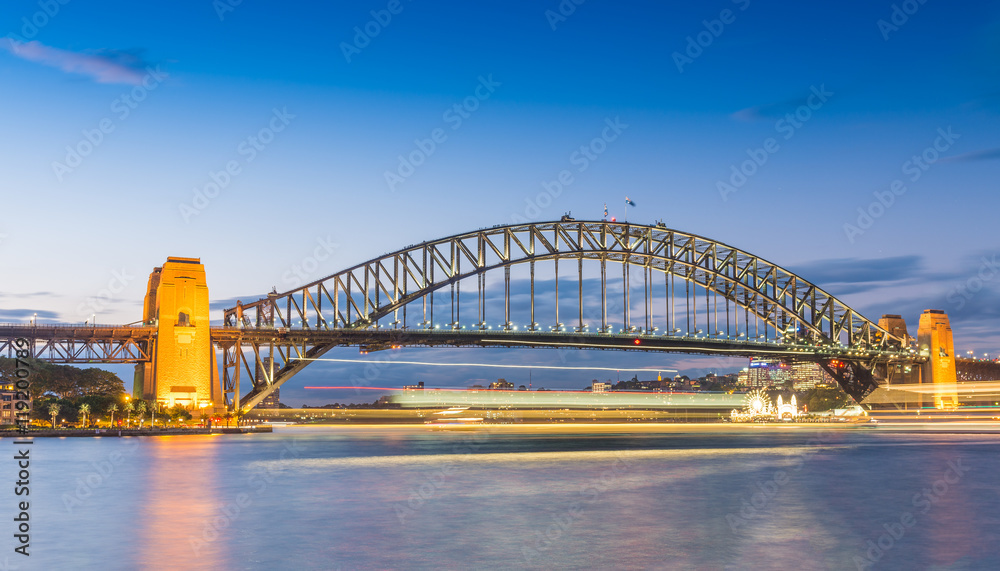 Magnificence of Sydney harbour bridge at sunset - NSW - Australi