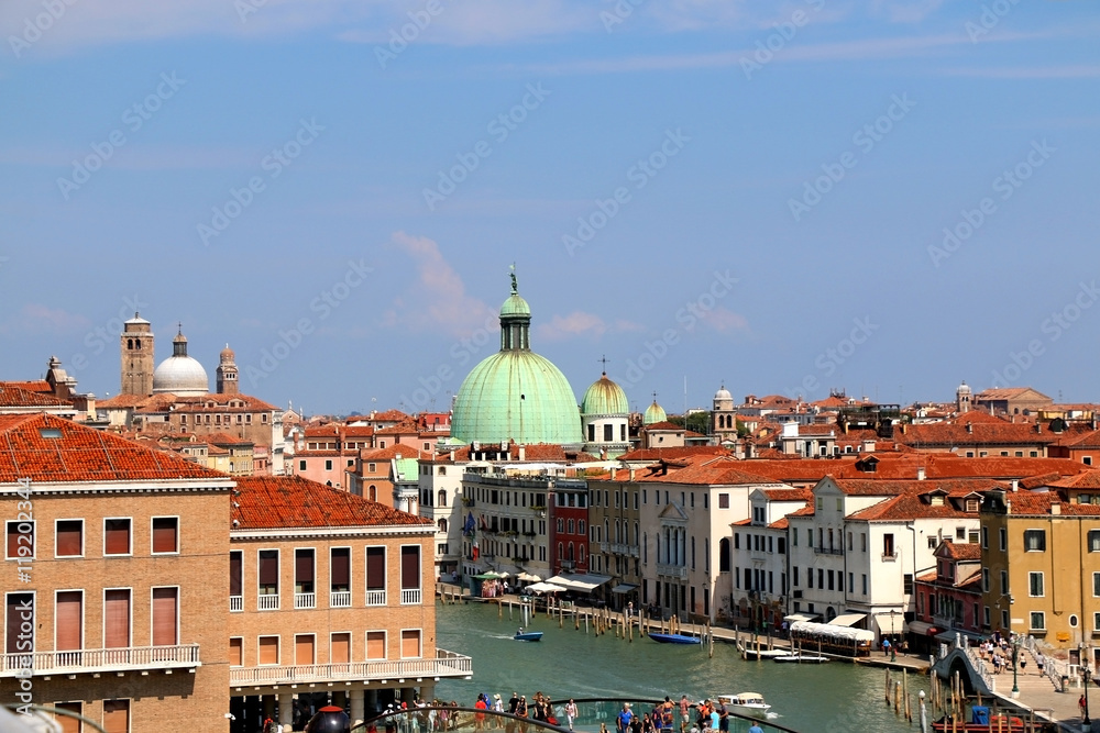 View of Santa Croce area with San Simeone Piccolo church in Venice, Italy. 