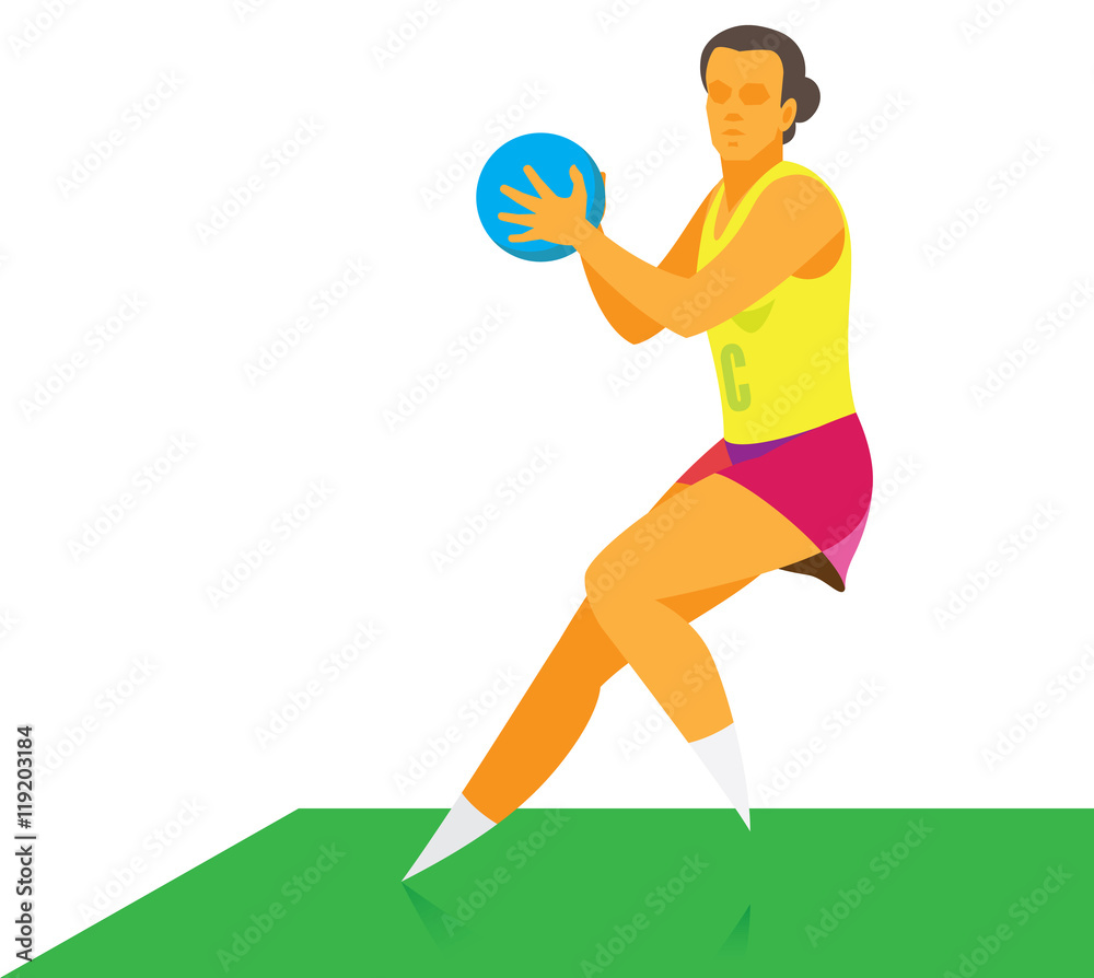 Obraz premium young girl playing in netball