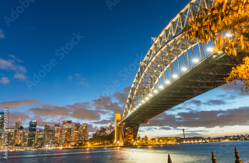 Magnificence of Sydney harbour bridge at sunset - NSW - Australi © jovannig