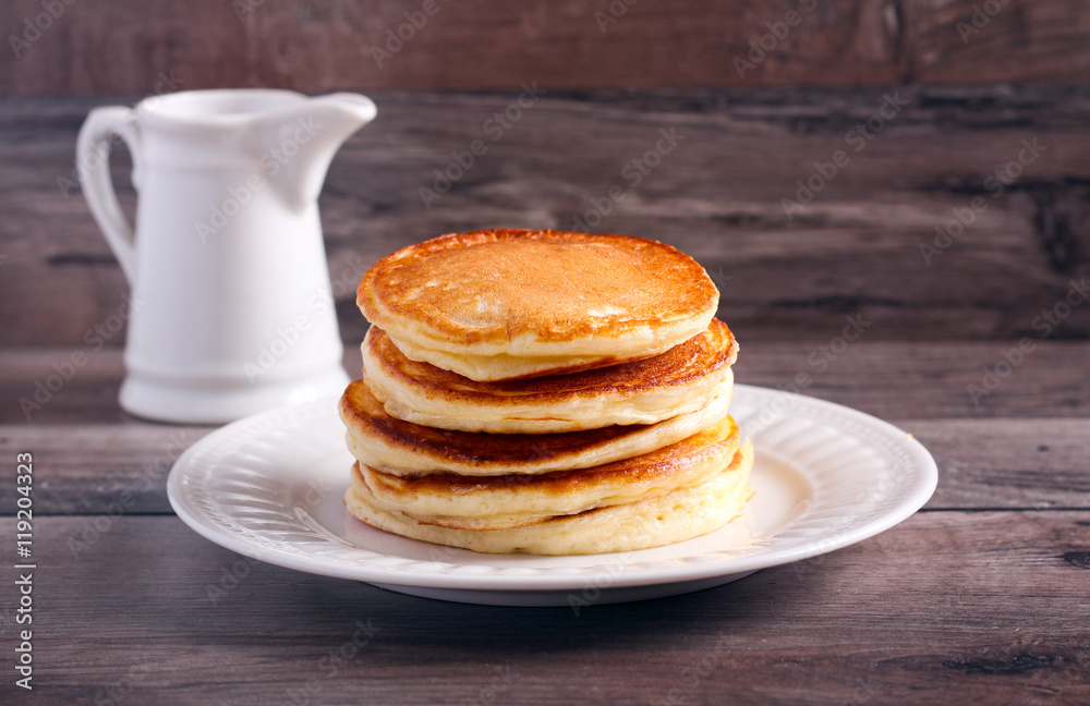 Stack of classic pancakes on plate Stack of classic pancakes on plate