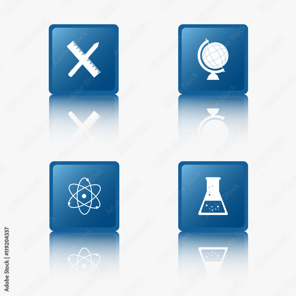Blue Flat Design Icons, Science And Technology, Collection Blue Flat Design Icons, Science And Technology, Collection