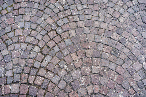Cobblestones laid in semicircle