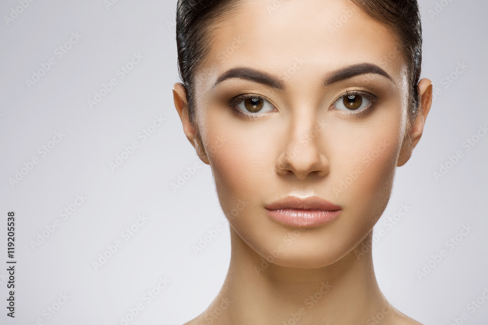Beautiful girl with nice make-up and ponytail Beautiful girl with nice make-up and ponytail