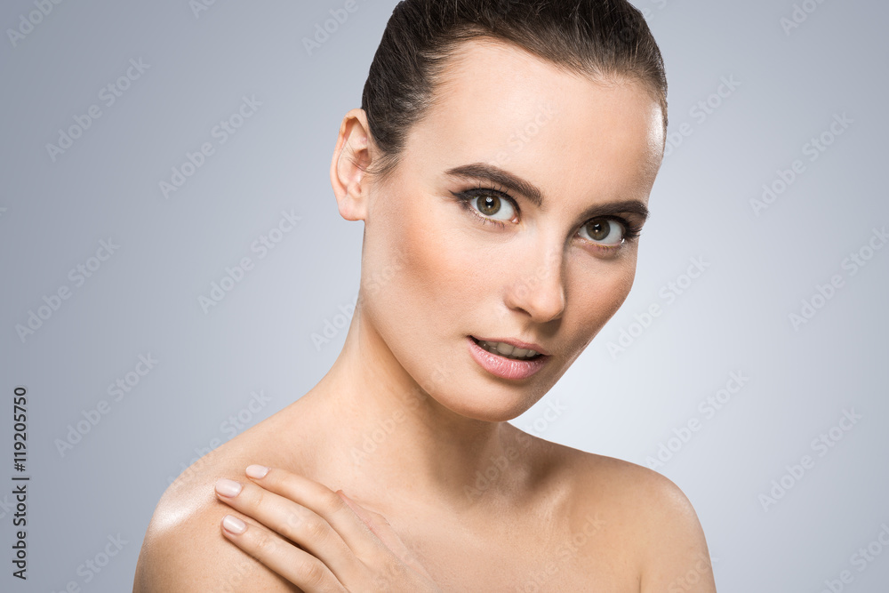 Model looking at camera and smiling lively Model looking at camera and smiling lively