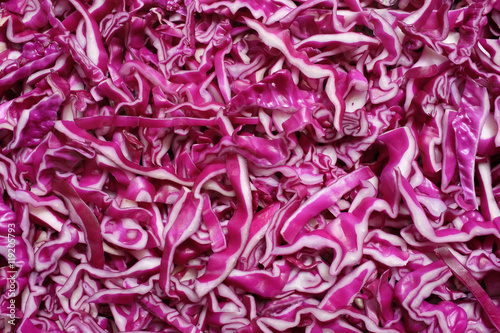 Shredded red cabbage background
