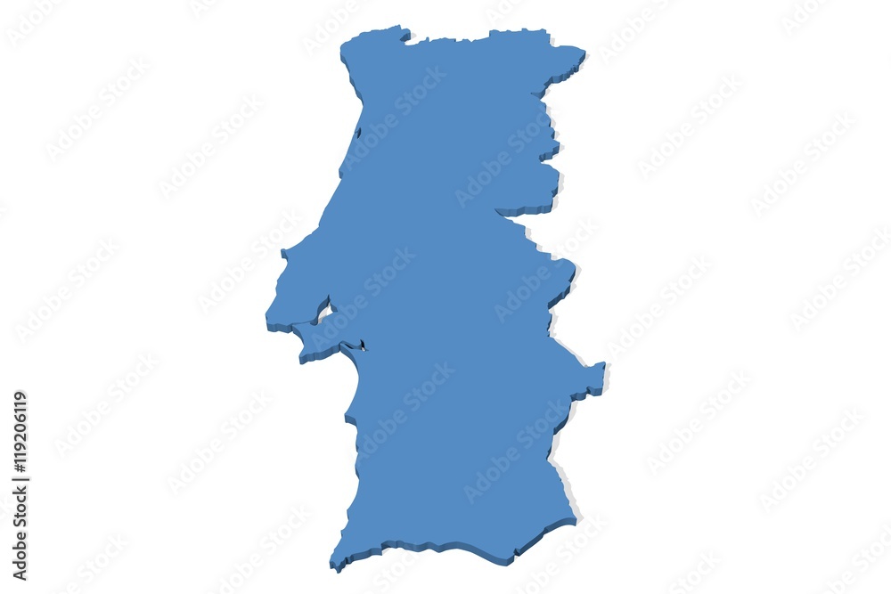 3D map of Portugal on a plain background 3D map of Portugal on a plain background