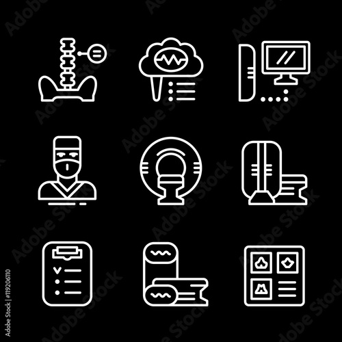 Set line icons of magnetic resonance imaging