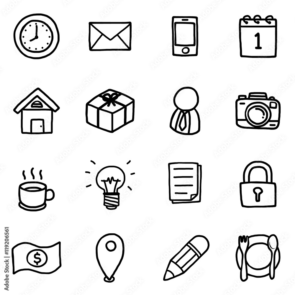 business objects or icons set/ cartoon vector and illustration, hand