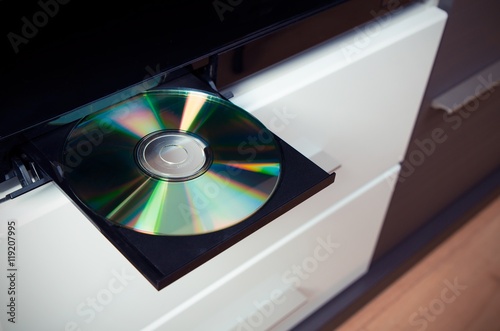 CD or DVD player with inserted disc