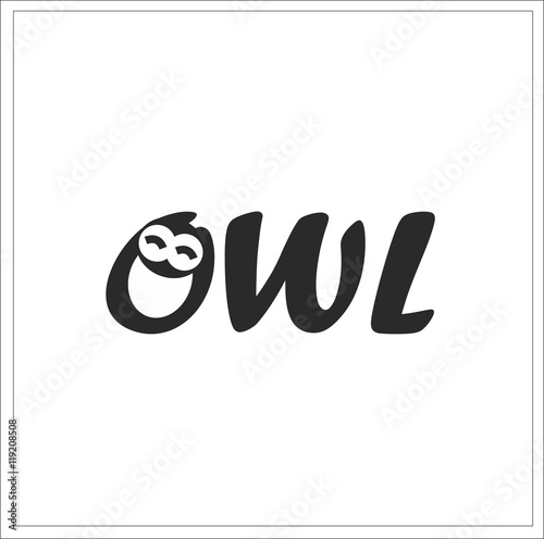 owl word with cute owl vector 