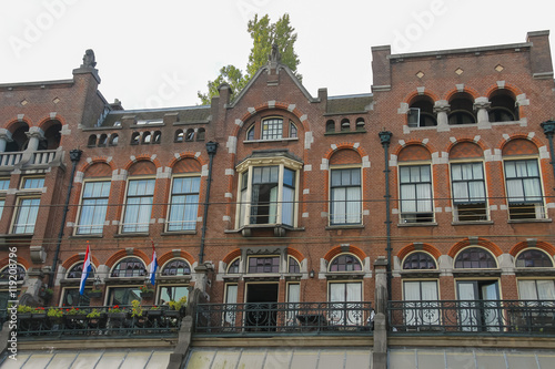 Old style brick building in historic city centre. Amsterdam, Net