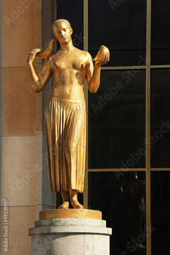 Golden Statue Palais de Chaillot Paris France