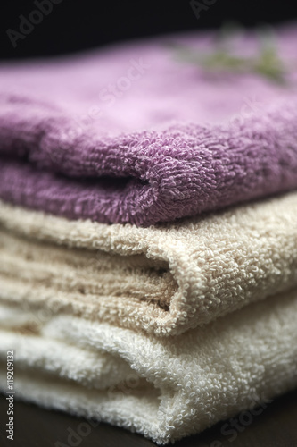 Stacked spa towels