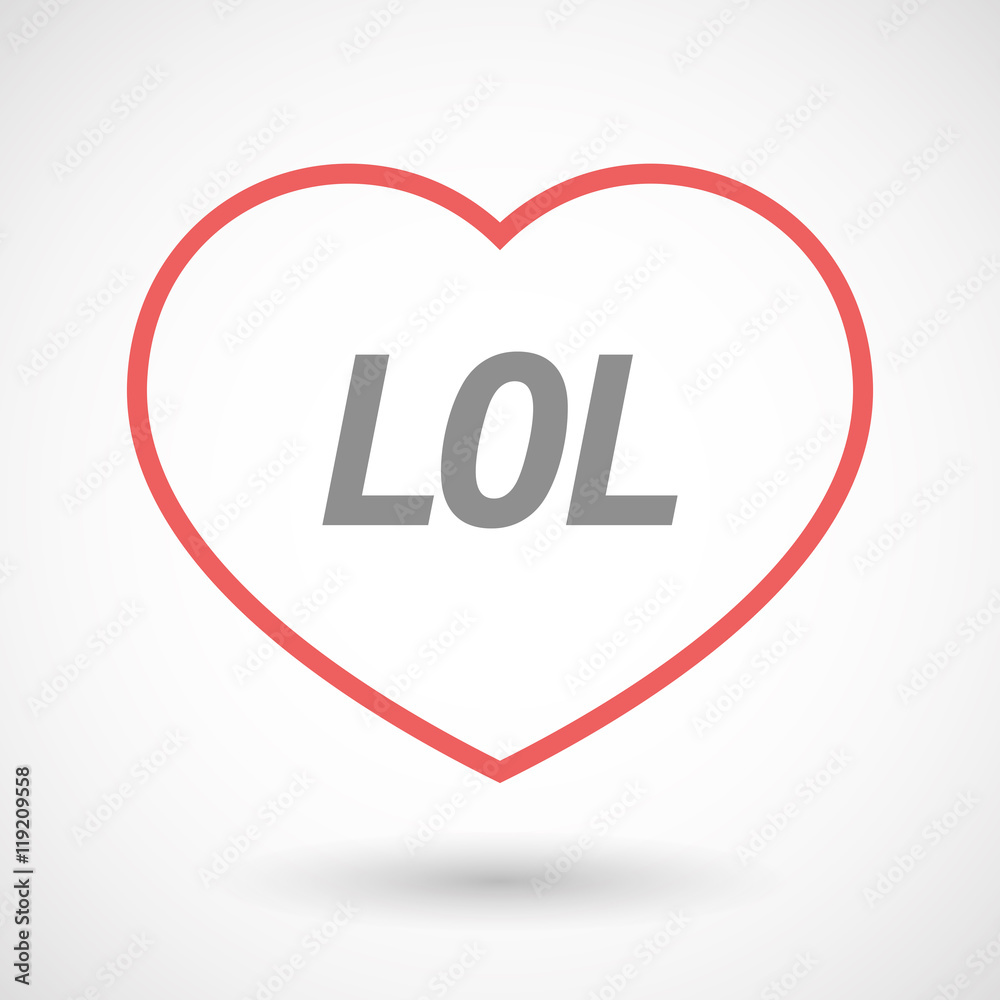 Isolated line art heart icon with the text LOL Isolated line art heart icon with the text LOL