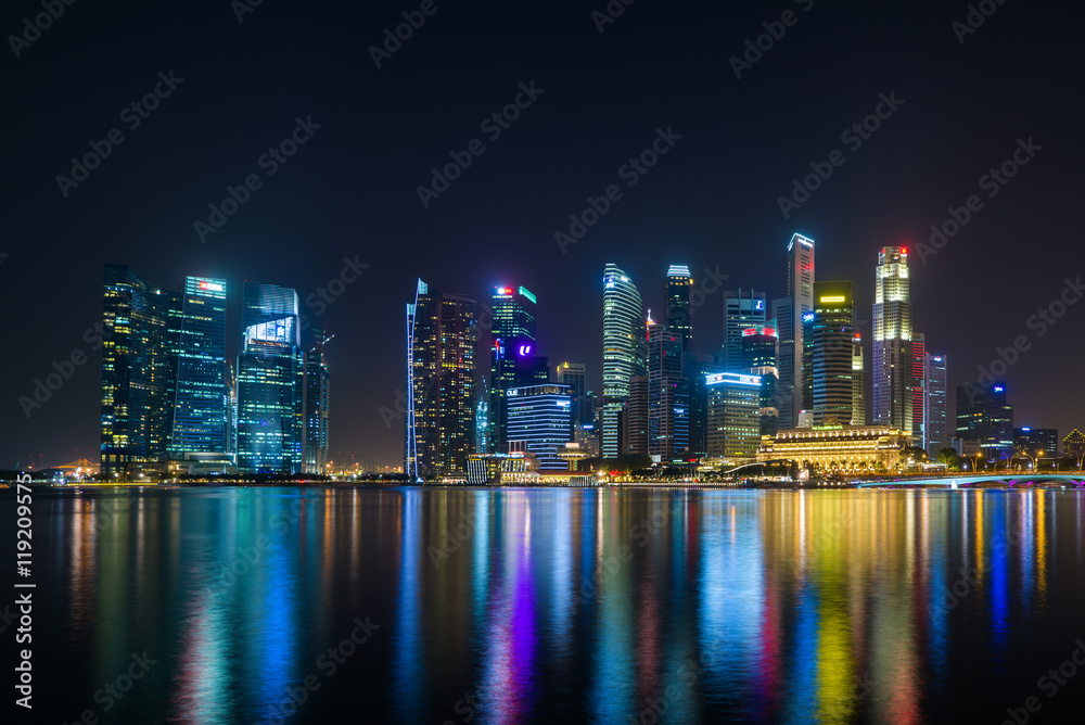 Naklejka premium Singapore financial district skyline