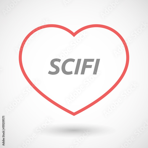 Isolated line art heart icon with the text SCIFI