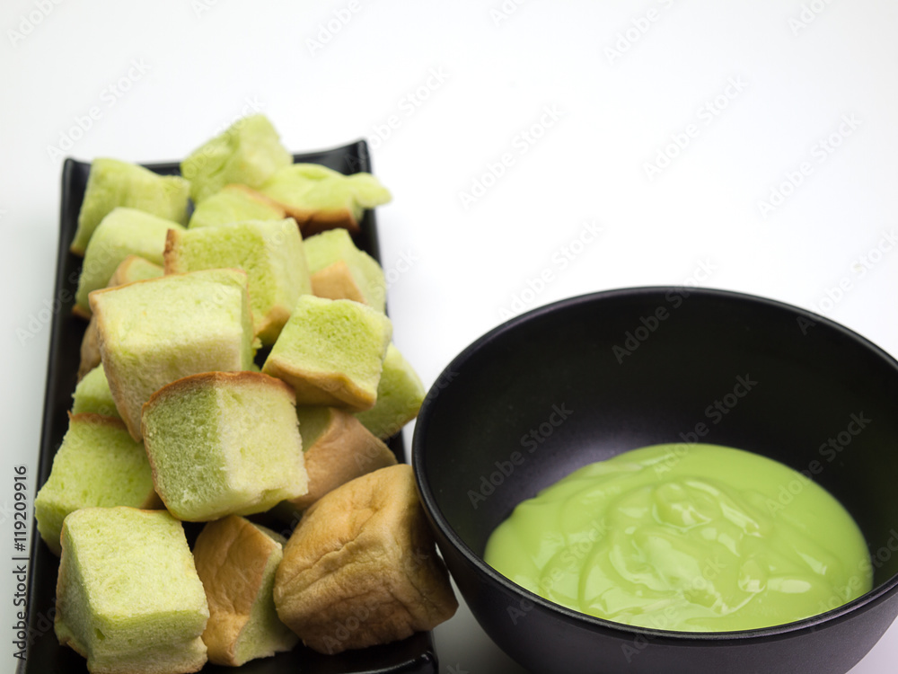 close up bread with custard close up bread with custard
