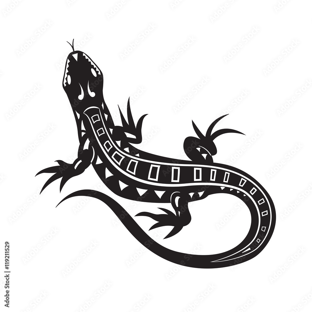 Fototapeta premium Black lizards, tattoo, vector illustration.