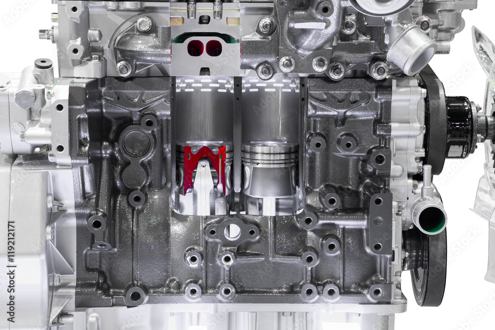 Modern car engine cross section Modern car engine cross section