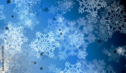 Background with snowflakes bokeh effect