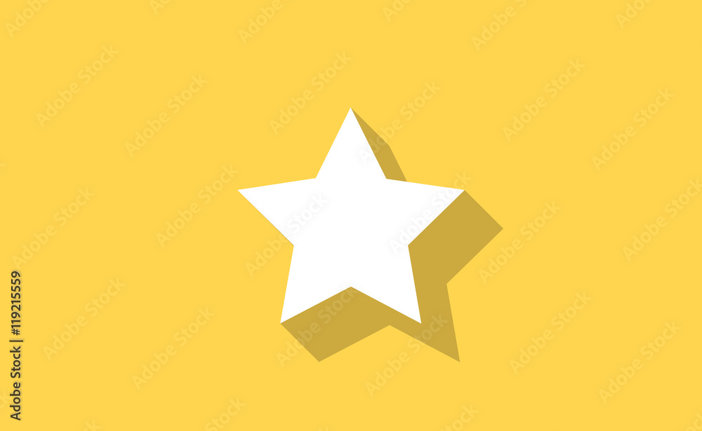 Vector white star symbol icon with long shadow on flat background Vector white star symbol icon with long shadow on flat background