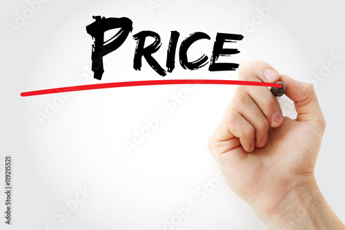 Hand writing Price with marker, concept background photo