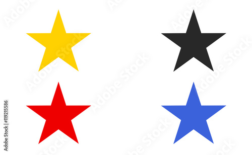 Vector multiple color stars icons on white background