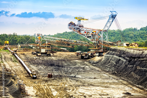 Open ground coal mine in Gorj county Romania photo
