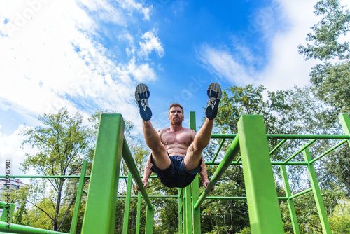 Man doing exercise outdoor