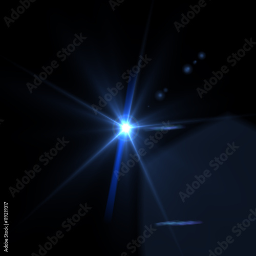 Lens Flare blue flashlight frontal