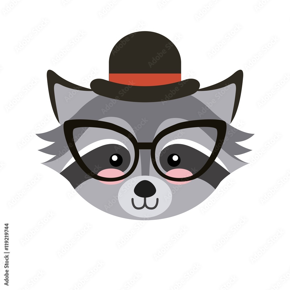 cute animal with hat and glasses hipster style cute animal with hat and glasses hipster style