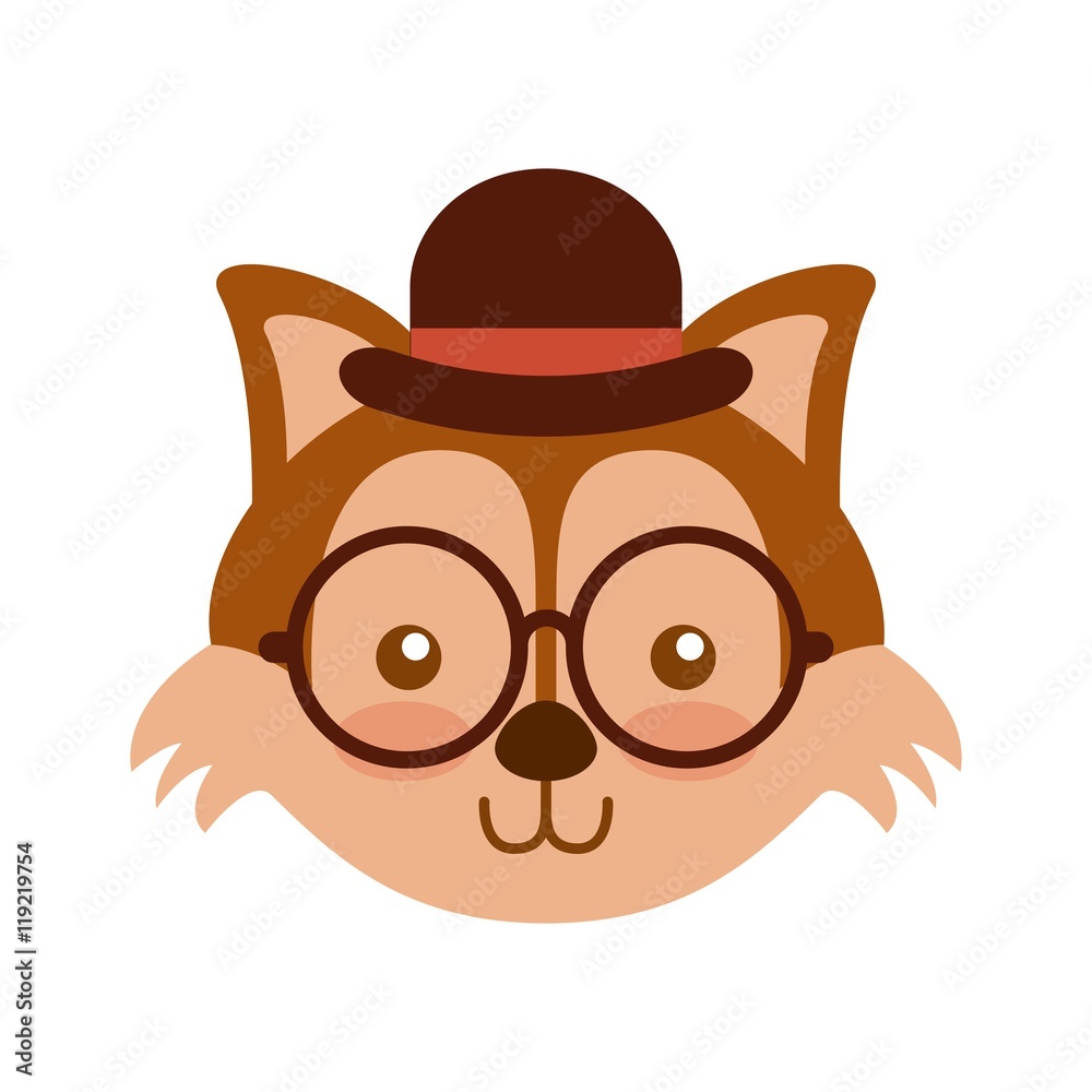 cute animal with hat and glasses hipster style cute animal with hat and glasses hipster style