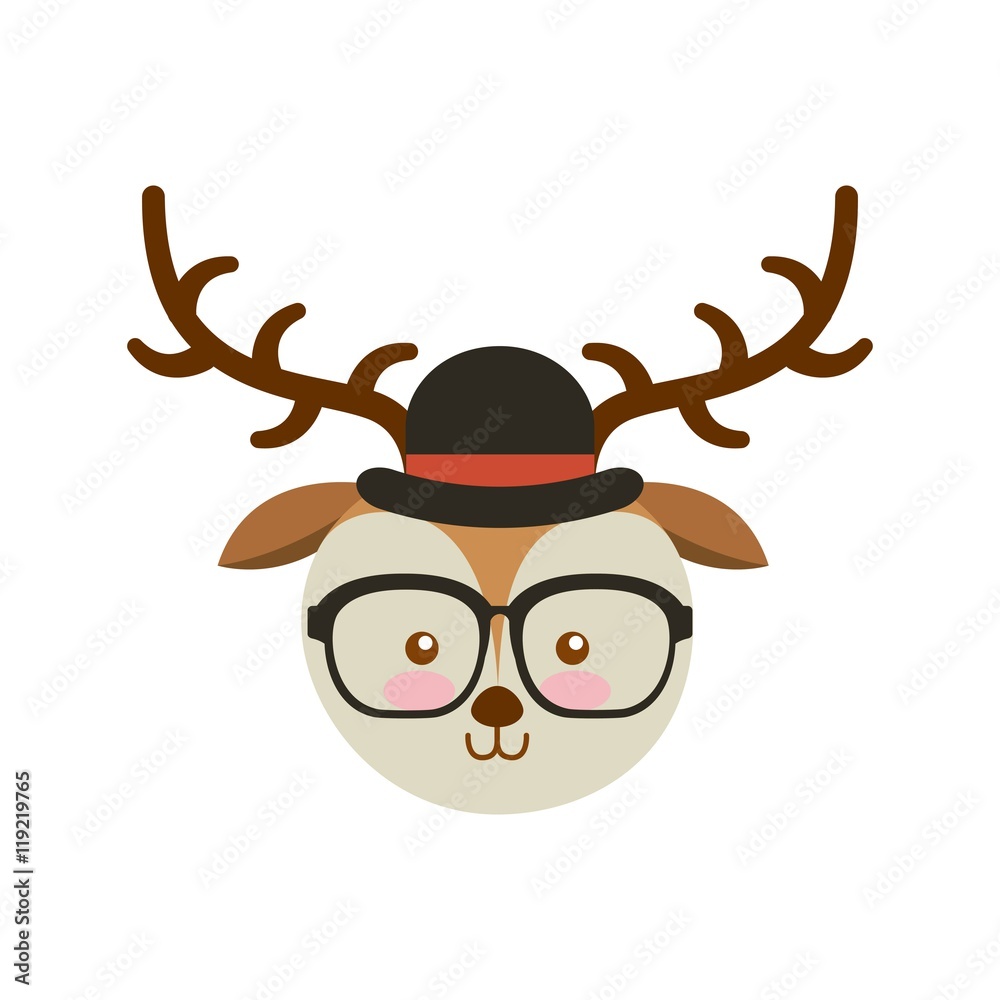 cute animal with hat and glasses hipster style cute animal with hat and glasses hipster style