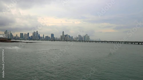 Panama City Skyline from cinta costera the old and new city photo
