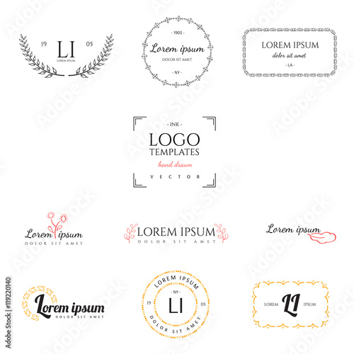 Set of hand drawn logo templates