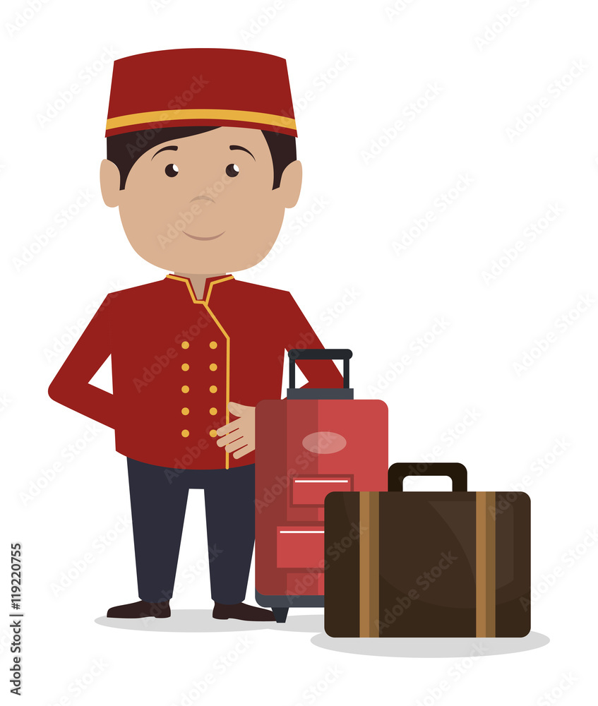 bellboy service hotel isolated icon vector illustration design