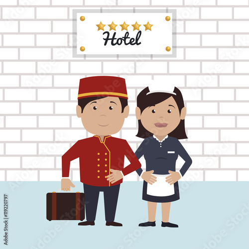 bellboy service hotel isolated icon vector illustration design